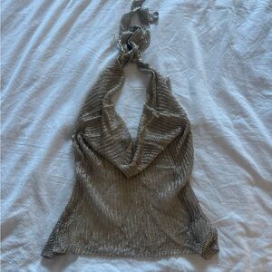Edikted Shiny Silver Halter Sweater